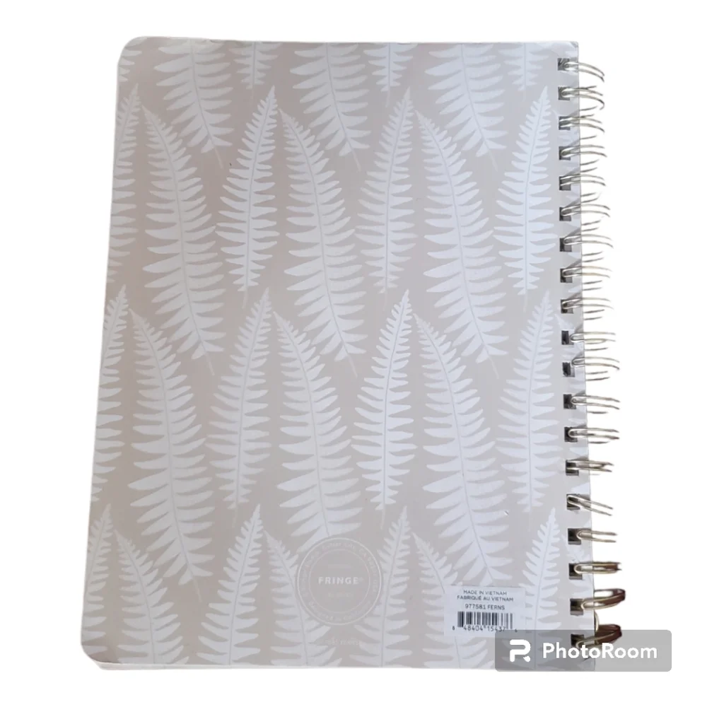 Fringe Studio Faux Leather Vegan White Tan Fern Print Notebook Journal School